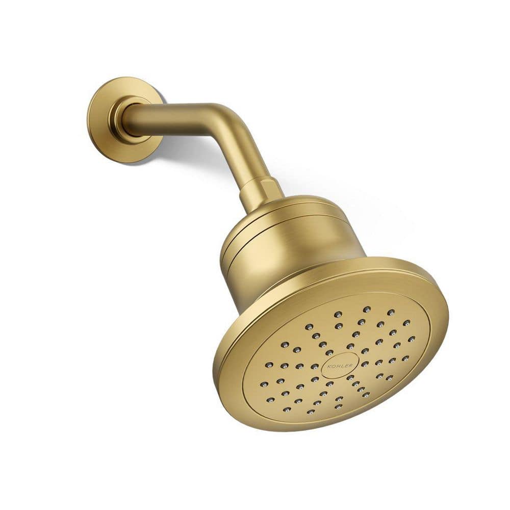 Vibrant Brushed Brass Wall Mounted Filtered Showerhead