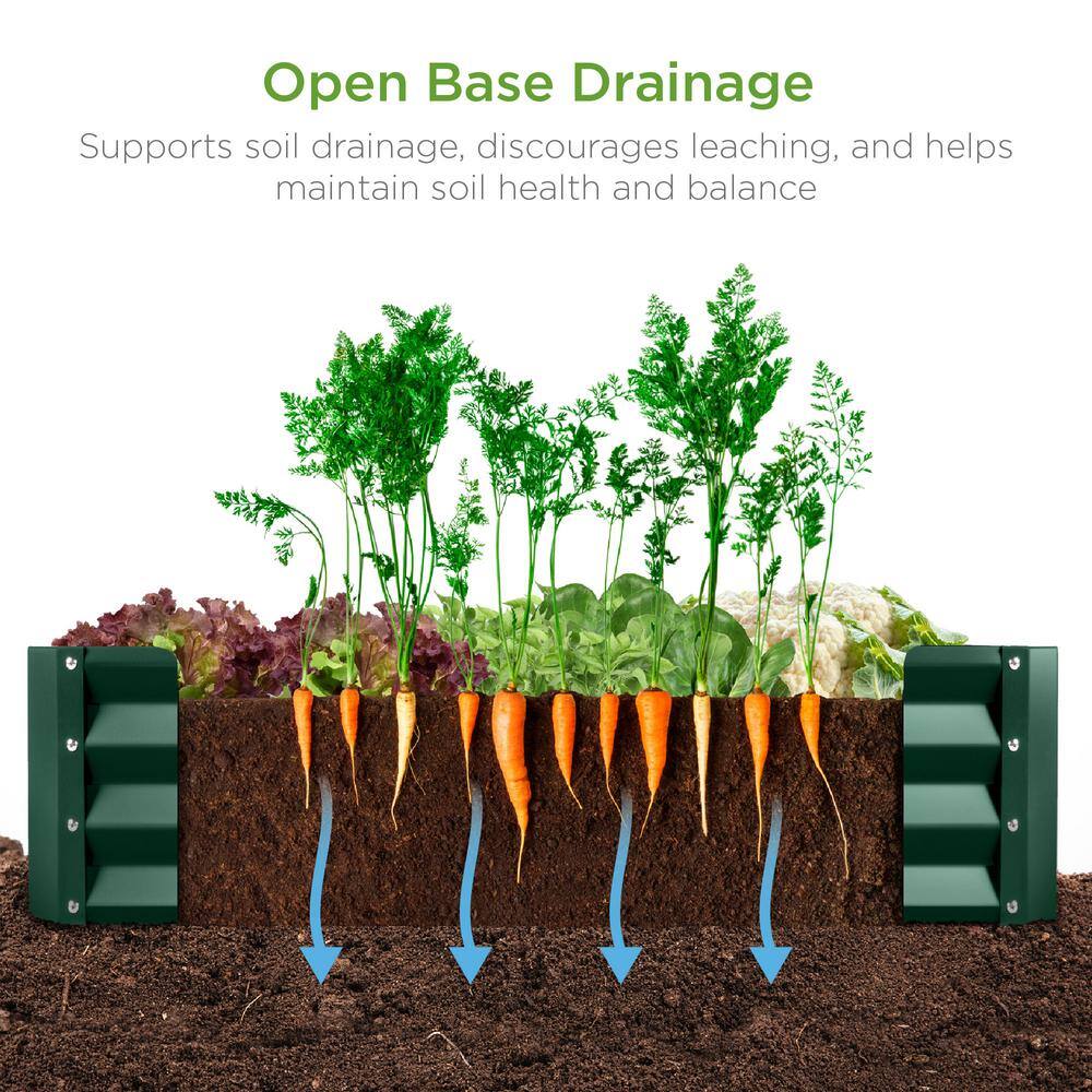 Dark Green Outdoor Steel Raised Garden Bed Planter Box