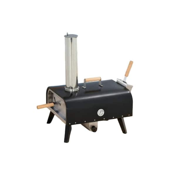 Wood-Fired Outdoor Pizza Oven with 12" Rotating Cordierite Stone-Portable Pellet Pizza Maker with Chimney