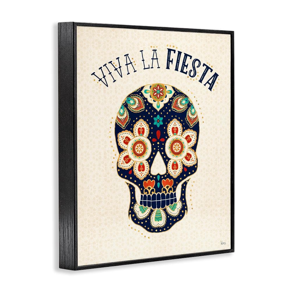 Viva La Fiesta Calavera Black Framed Canvas Art Print, 11 x 14