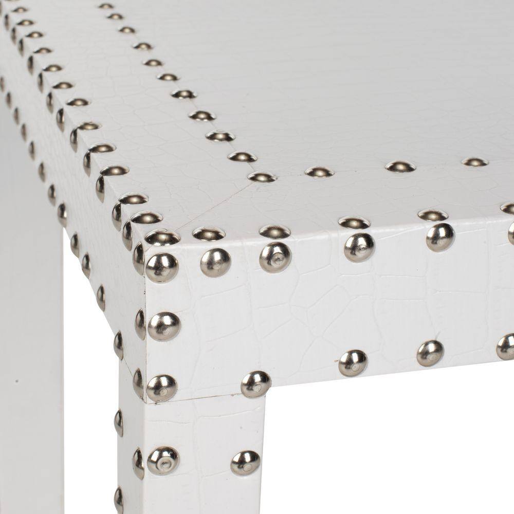 Lena White Wood and Metal Rectangular End Table