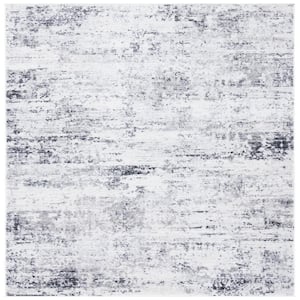Amelia Ivory/Gray 10 ft. x 10 ft. Abstract Distressed Square Area Rug