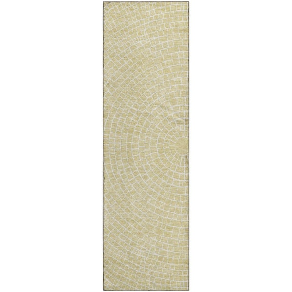 Mayfield Premium Machine Washable Abstract AMF2455 Wheat 2 ft. x 7 ft. Runner Rug