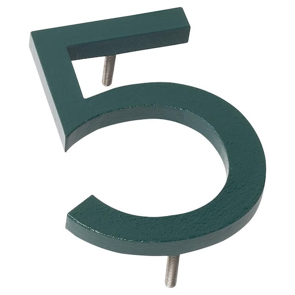 Montague Metal Products 4 in. Hunter Green Aluminum Floating or Flat Modern House Number 5