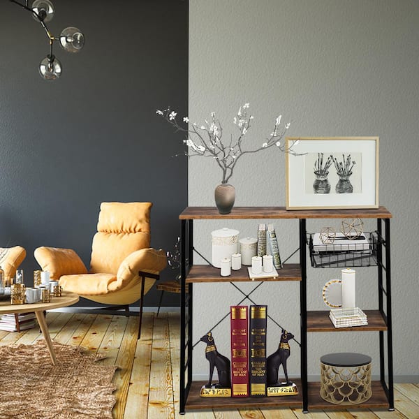 Winado Deep Brown 4-Shelf Metal 35.44 in. W Baker's Rack