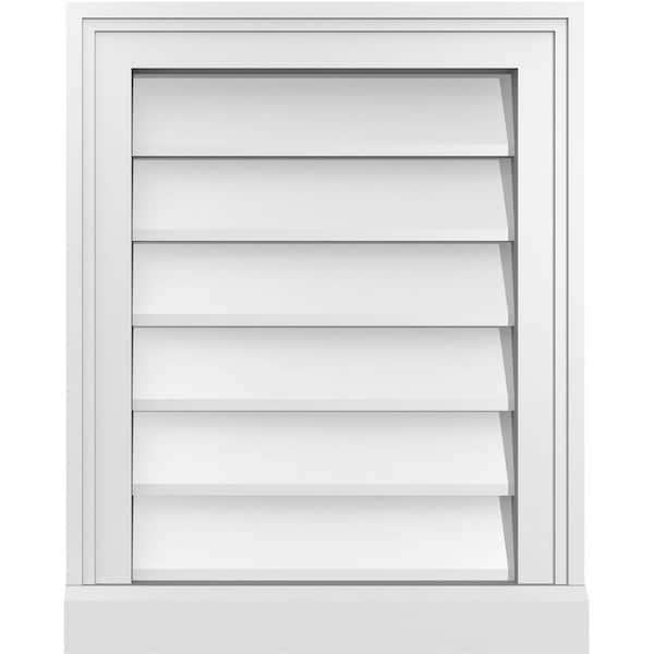 Ekena Millwork 16 in. x 20 in. Vertical Surface Mount PVC Gable Vent: Decorative with Brickmould Sill Frame