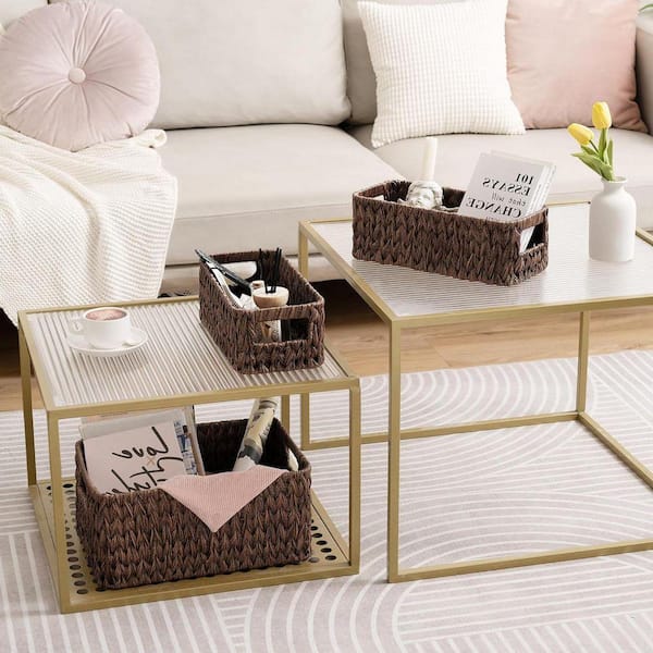 Brown 14.5 in. x 6.8 in. Polypropylene Decorative Basket Set of 3