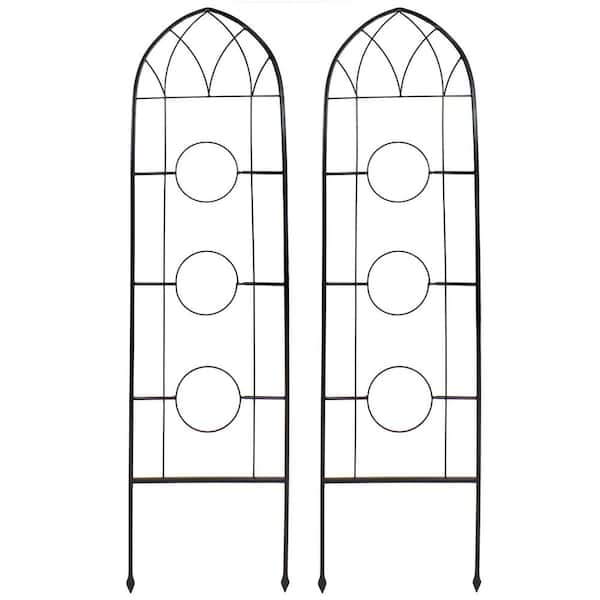 60 in. 2-Piece Arched Climbing Plants Wall Trellis with Flower Pot Supports