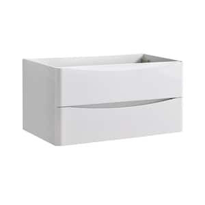 Tuscany 36 in. Modern Wall Hung Bath Vanity Cabinet Only in Glossy White