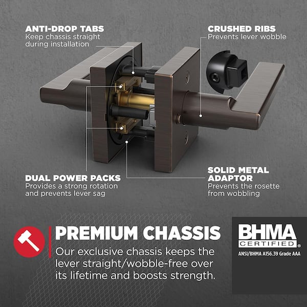 Kwikset Halifax Square Venetian Bronze Privacy Bed/Bath Door