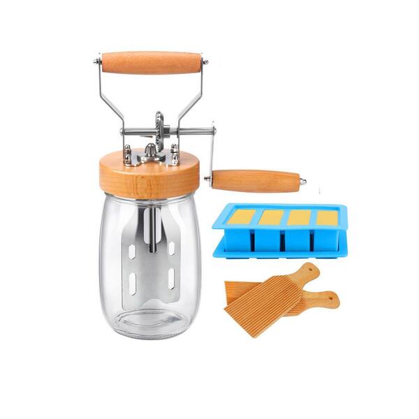 Butter Churner Mason Jar with 2 Paddles, Silicone Mold, Cheese