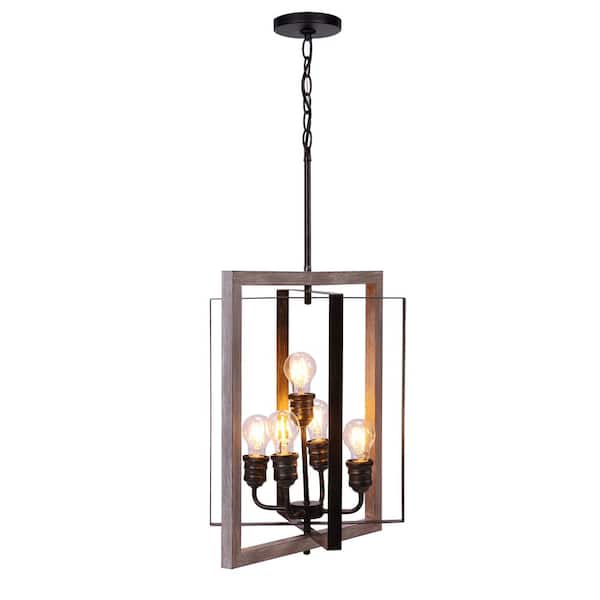 Sunpez 42 in. W 5-Light Chandelier Farmhouse Kitchen Pendant Lamp Silver Ceiling Light for Dining Room, No Bulbs