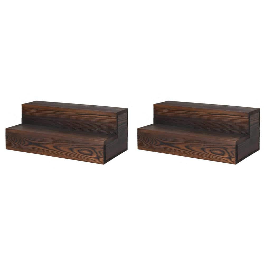 6.29 in. H x 7.87 in. W 2-Tier 12-Bottle Brown Wood Bar Shelves, Tabletop Wine Rack, Bottle Display Shelf (2-Pack) price history on PriceWatchPro