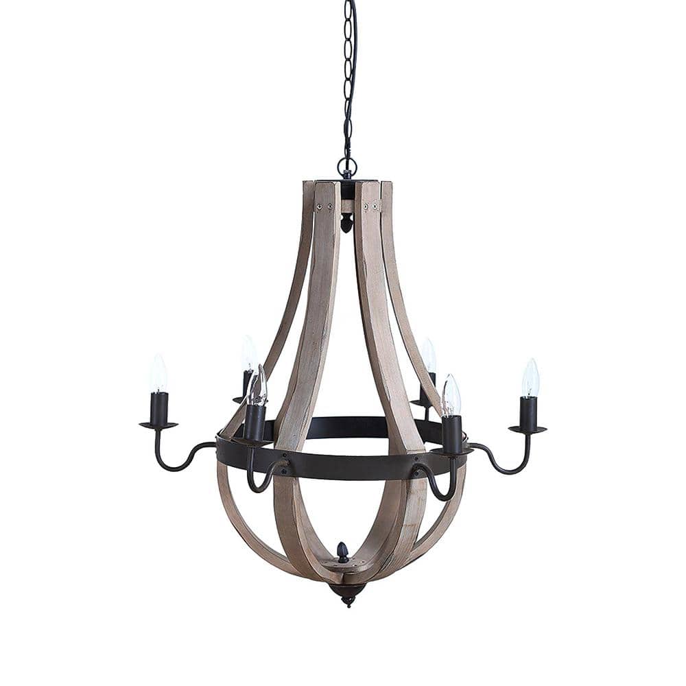 Bungalow Lane 6-Light Natural/Black Candle-Style Chandelier price history on PriceWatchPro