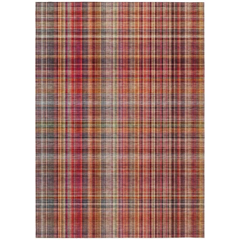 Red 5 ft. x 8 ft. Woven Plaid Rectangle Indoor/Outdoor Area Rug price history on PriceWatchPro