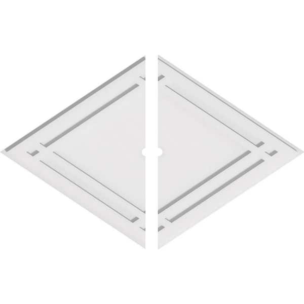 Ekena Millwork 34 in. W x 22-5/8 in. H x 1 in. ID x 1 in. P Diamond Architectural Grade PVC Contemporary Ceiling Medallion (2-Piece)