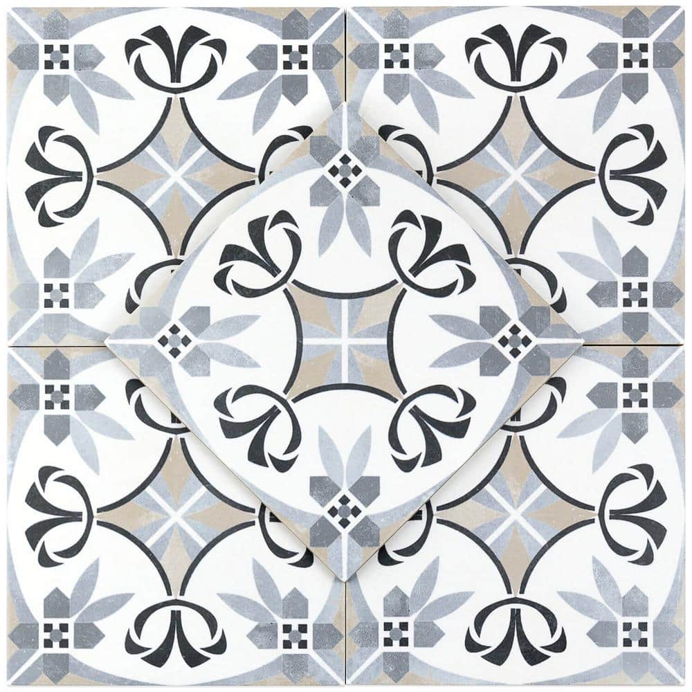 Anabella 9" x 9" Matte Porcelain Patterned Tile
