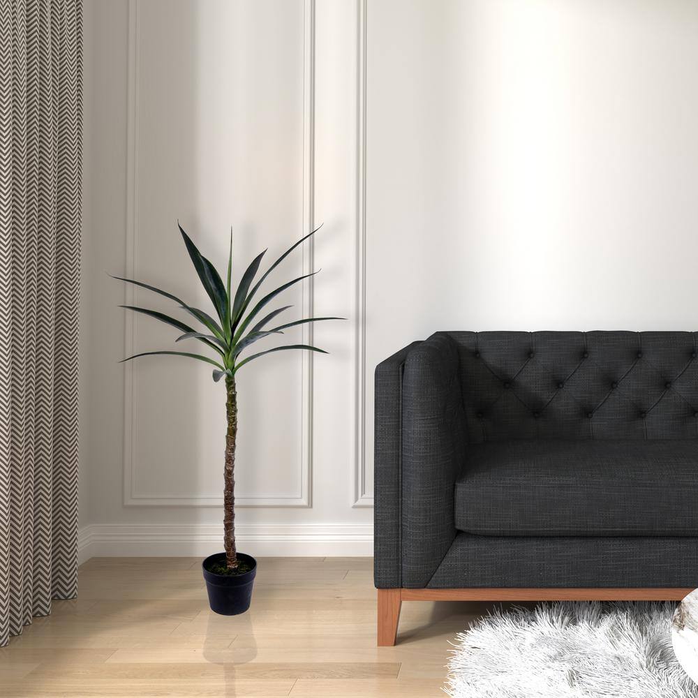44" Green Faux Yucca Tree in Black Planter Pot