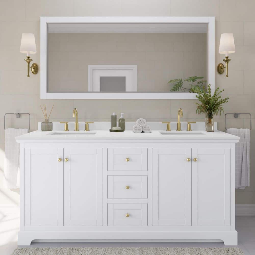 Avery 72 in. W x 22 in. D x 35 in. H Double Bath Vanity in White with White Quartz Top price history on PriceWatchPro