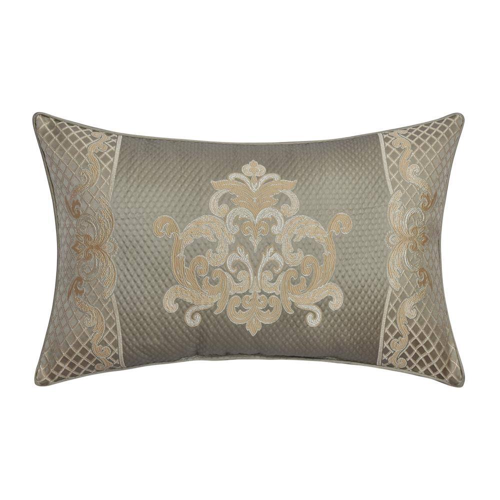 Perugia Sage Polyester Scroll Boudoir Decorative Throw Pillow 14 in. L X 21