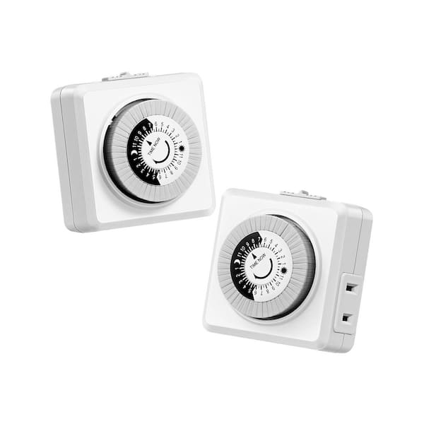 24 Hour Indoor Countdown Timers for Electrical Outlets, 1-Polarized Outlet, for Christmas Lights, Room Lights