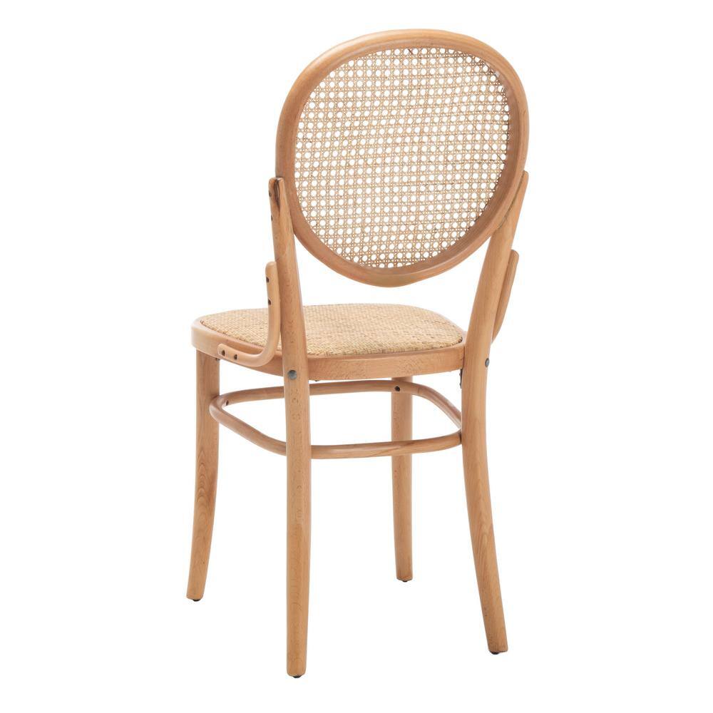 Elegant Transitional Natural Cane and Wood Side Chair
