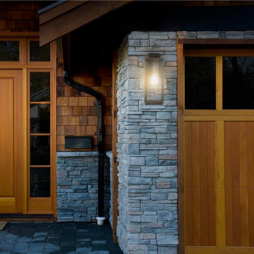 Bowery Brushed Dark Bronze Lantern Wall Sconce with Clear Glass