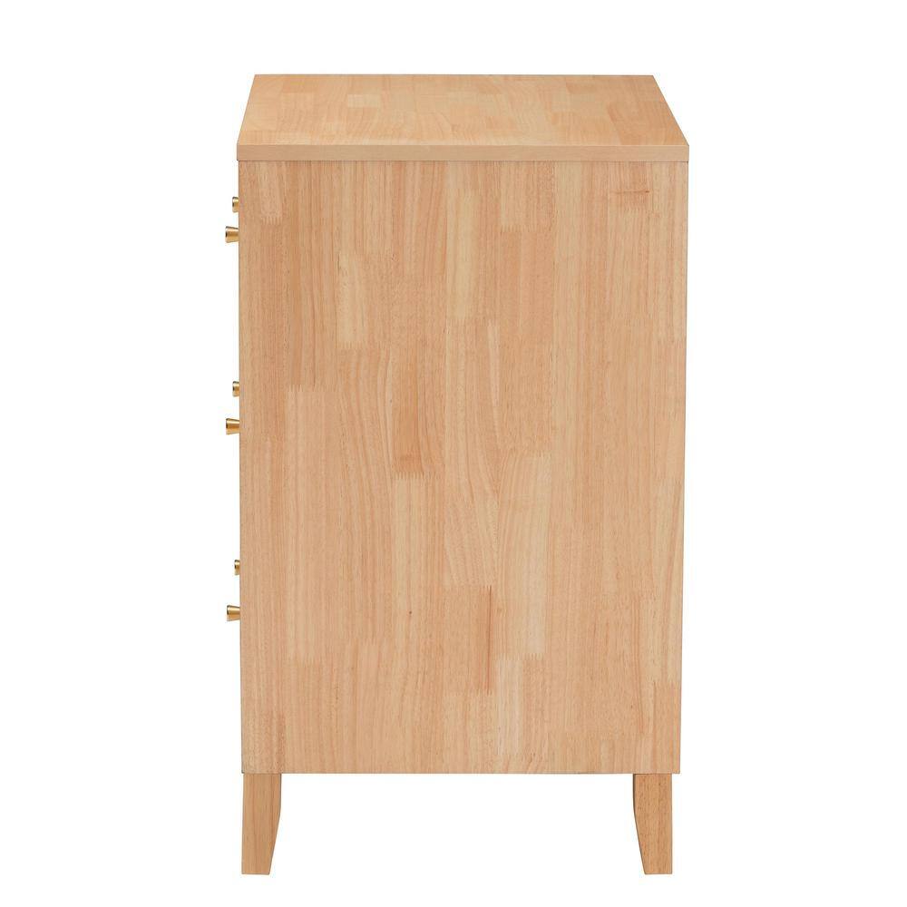 Natural Wood Honeycomb Carved 3-Drawer Chest