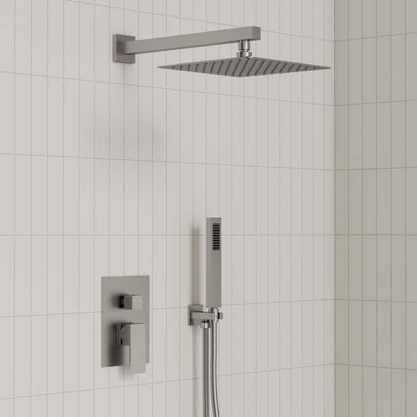 EVERSTEIN Single-Handle Rain 2-Spray Square Wall Mount 10 in. Dual