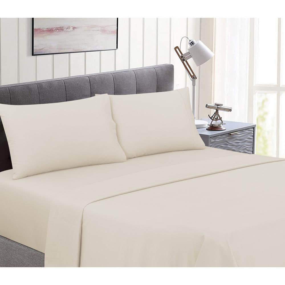 Nouvelle Home Perfectly Cotton 6-Piece Ivory Solid Cotton Queen Sheet ...