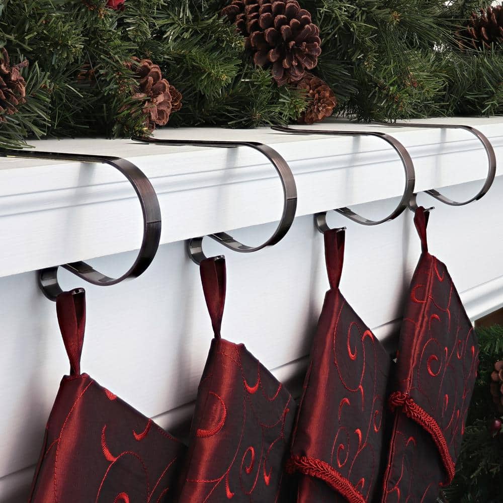 Oil-Rubbed Bronze Low Profile Metal Stocking Holders, 4 Pack