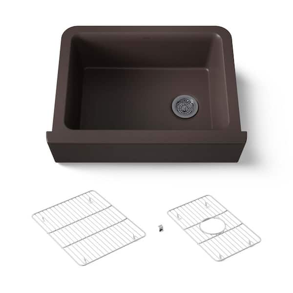 Cairn Matte Brown Solid Surface 29.6875 in. Single Bowl Undermount Kitchen Sink