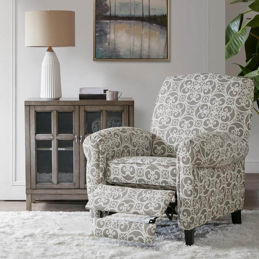 Kirby Classic Gray Push-Back Recliner in Solid Wood