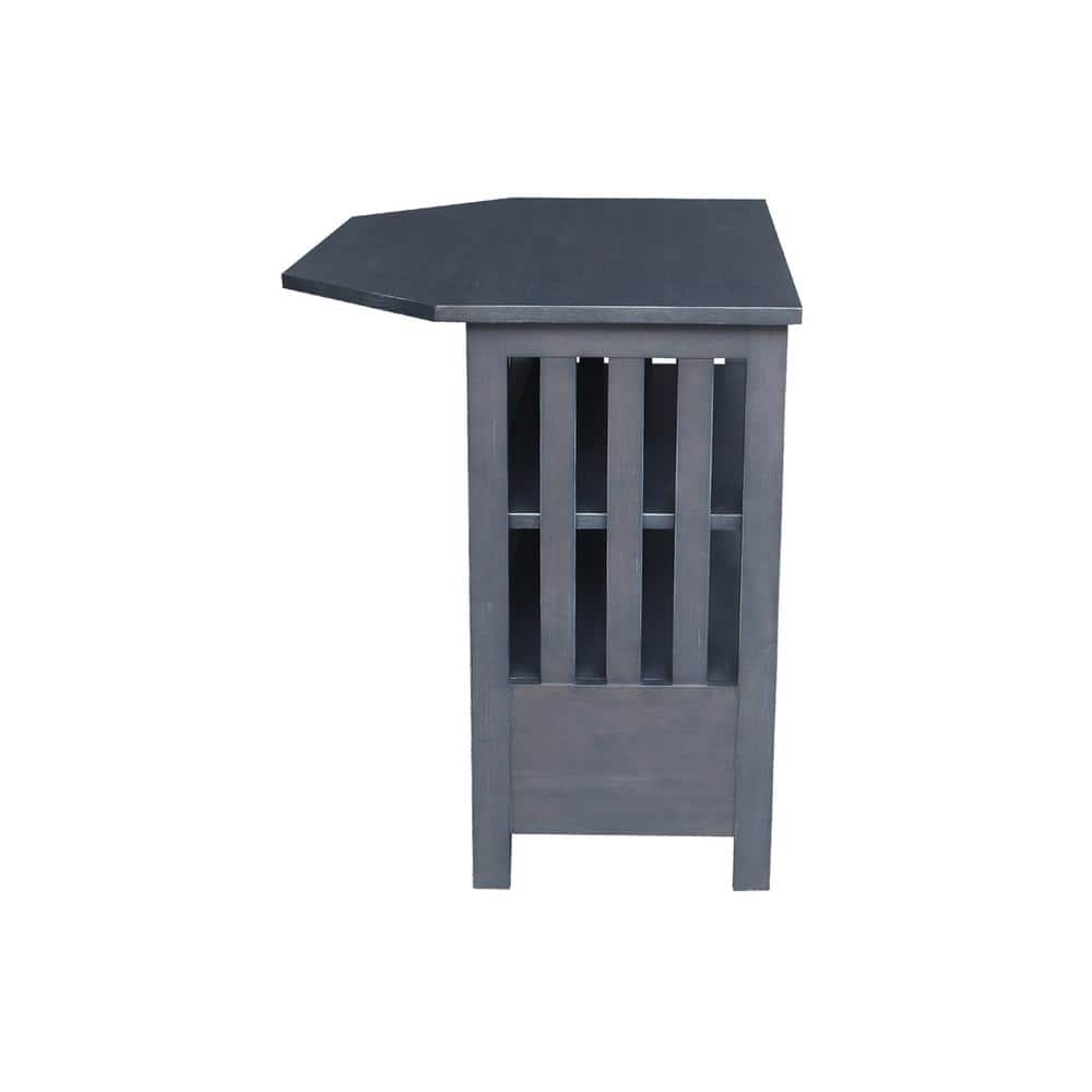 Heather Gray Solid Wood Corner TV Stand with Cabinet and Shelves