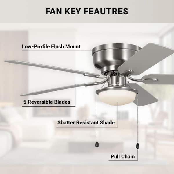 Hampton Bay Colton 52 in. Indoor Brushed Nickel Standard Flush