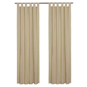 Weathermate Tab Top Khaki Cotton Smooth 80 in. W x 84 in. L Tab Top Indoor Room Darkening Curtain (Double Panels)