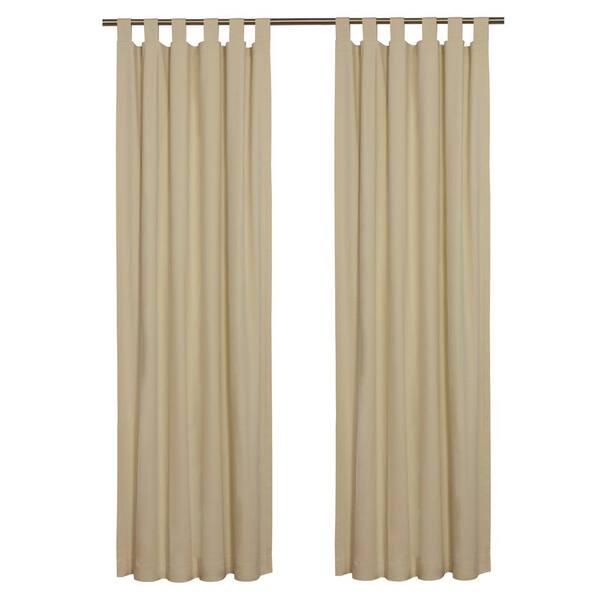 THERMALOGIC Weathermate Tab Top Khaki Cotton Smooth 80 in. W x 84 in. L Tab Top Indoor Room Darkening Curtain (Double Panels)