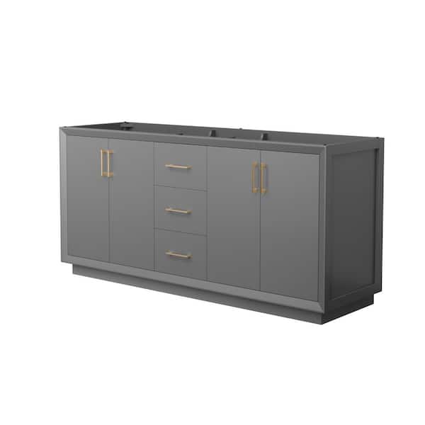 Wyndham Collection Strada 71 in. W x 21.75 in. D x 34.25 in. H Double Bath Vanity Cabinet without Top in Dark Gray
