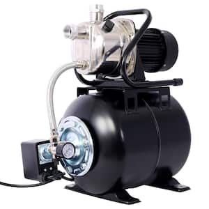 1.6 HP Black Stainless Steel Head Shallow Well Automatic Water Booster Pump with Pressure Tank