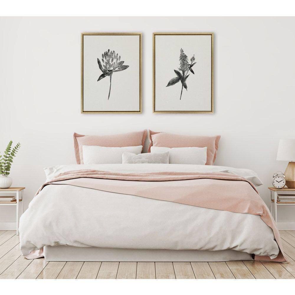 Sylvie Gold Framed Botanical Canvas Art Prints, Set of 2, 18" x 24"