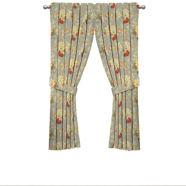 Waverly Clay Floral Rod Pocket Room Darkening Curtain - 52 in. W x 63 in. L
