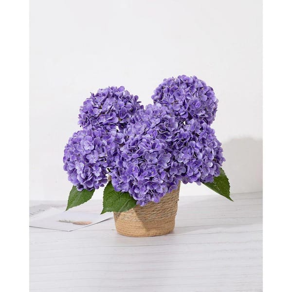 Hydrangea4936　0419 3-Piece 20 in. Purple Hydrangea Artificial Flowers Latex Real