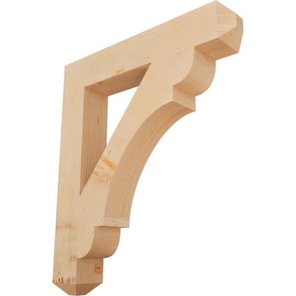 Ekena Millwork 3.5 in. x 28 in. x 24 in. Douglas Fir Olympic Craftsman Smooth Bracket