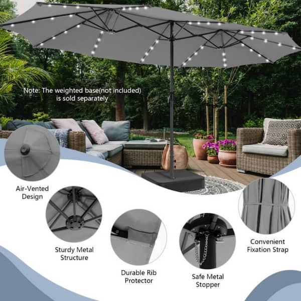 double vented patio umbrellas with lights 13ft 2 Tier Double-Sided Umbrella Base, Without / Beige a cross MAISON ARTS 15ft 2-Tier Vented