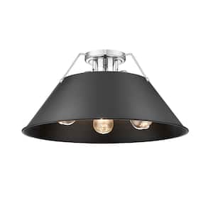 Orwell 18.75 in. 3-Light Chrome and Matte Black Flush Mount