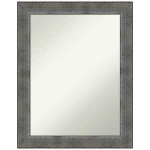 Forged Pewter 22 in. H x 28 in. W Wood Framed Non-Beveled Wall Mirror in Silver