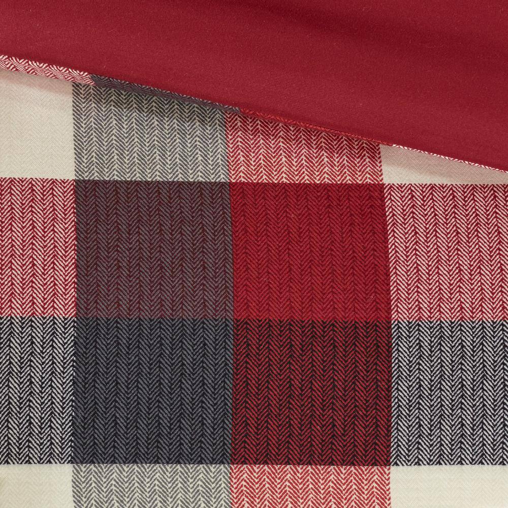 California King Red Microfiber Herringbone Comforter Set