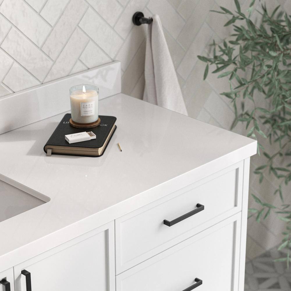 Kelly 67" White Wood Single Sink Vanity with Quartz Top