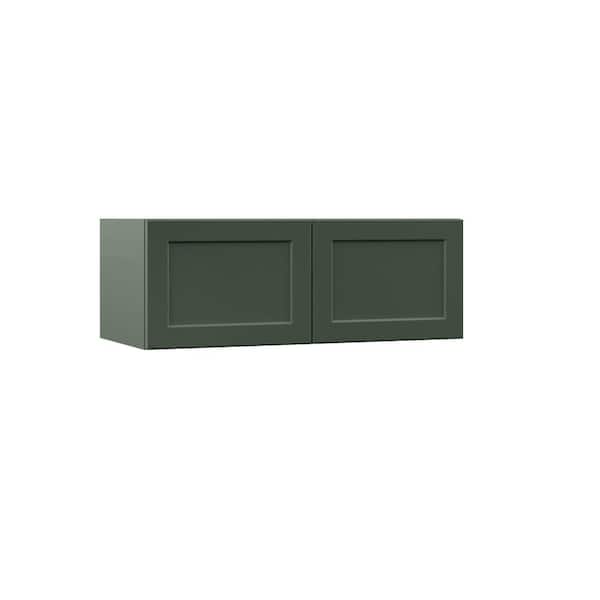 Hampton Bay Designer Series Melvern 33 in. W x 15 in. D x 15 in. H Assembled Shaker Deep Wall Bridge Kitchen Cabinet in Forest