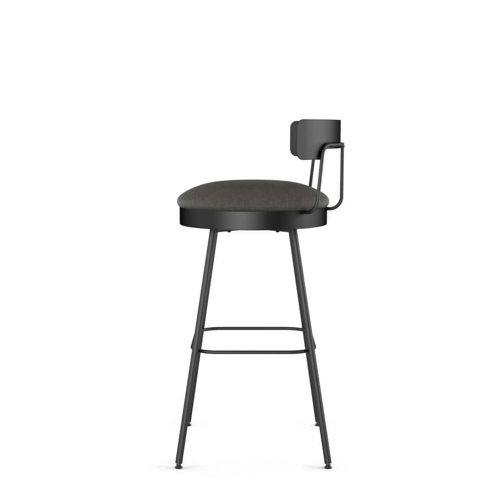 Monza 26" Swivel Counter Stool in Dark Grey Polyurethane & Black Metal